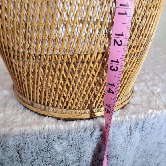 Wicker Basket 8x16x8 Dark Handle Storage Decor Organization Natural Weave Design - Picture 7 of 7